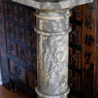 Antique Verd Antique green brecciated marble pedestal column Victorian display stand
