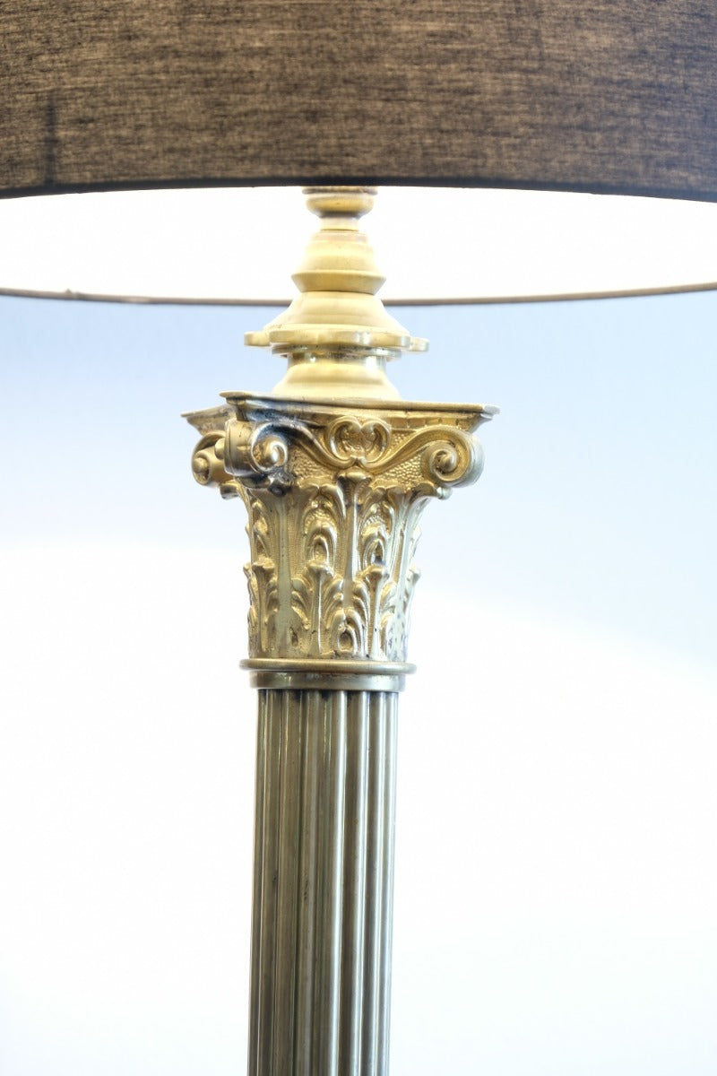 Brass Standard Lamp With Laurel Wreath & Claw Feet