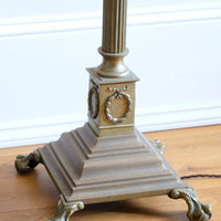 Brass Standard Lamp With Laurel Wreath & Claw Feet