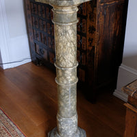 Antique Verd Antique green brecciated marble pedestal column Victorian display stand