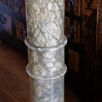 Varying marble on an Antique Verd Antique green brecciated marble pedestal column Victorian display stand
