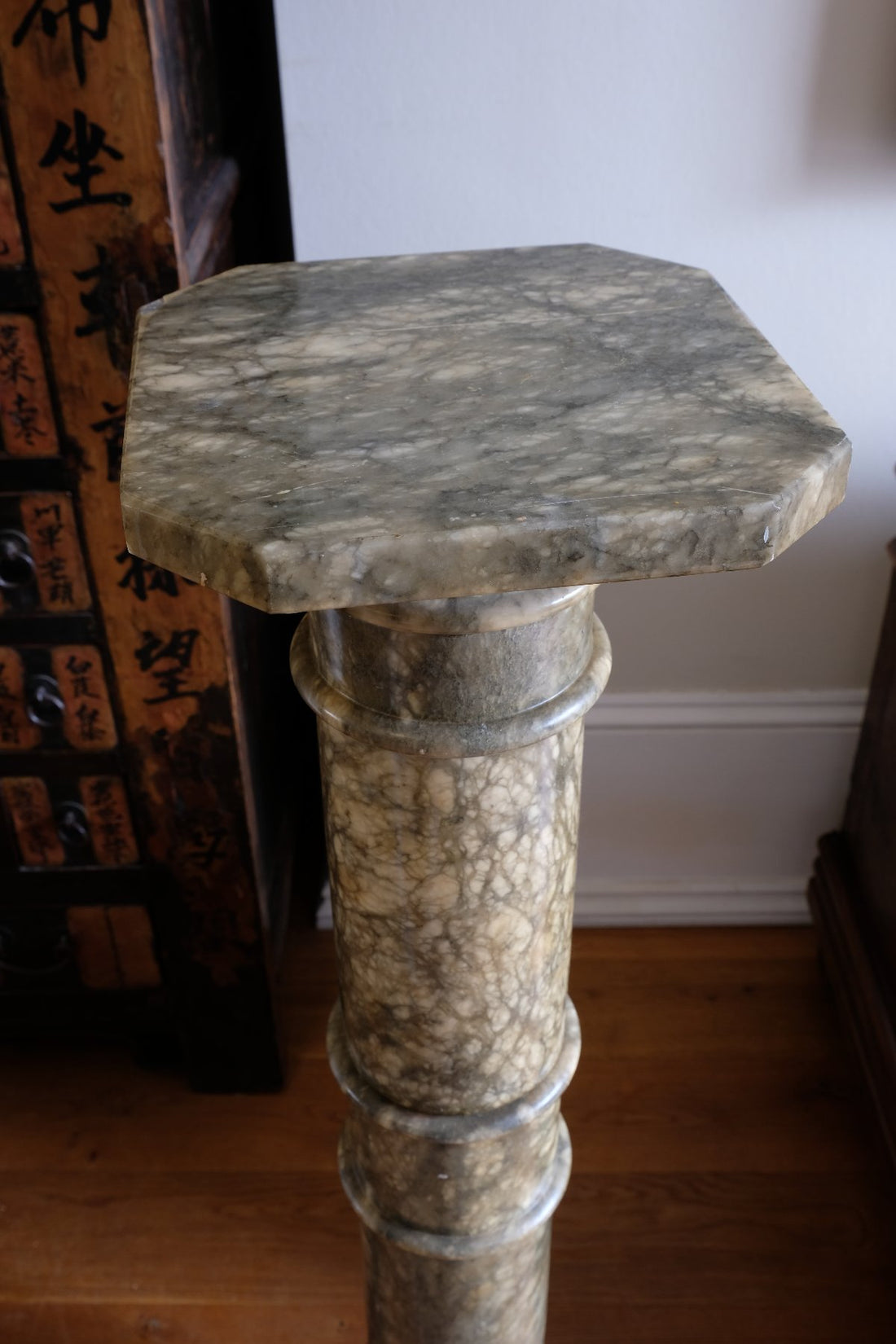 Top of pedestal plinth - Antique Verd Antique Green Marble Pedestal Column