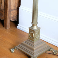 Brass Standard Lamp With Laurel Wreath & Claw Feet