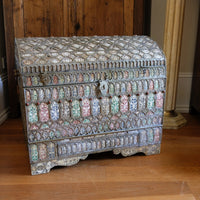 Ornate Marriage Chest Adorned with Moorish Inlay & Jeweled Accents