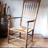 Philip Clissett Arts & Crafts Ash Rush Seat Spindle Back Armchair Circa 1890