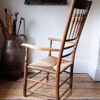 Philip Clissett Arts & Crafts Ash Rush Seat Spindle Back Armchair Circa 1890