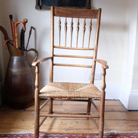 Philip Clissett Arts & Crafts Ash Rush Seat Spindle Back Armchair Circa 1890