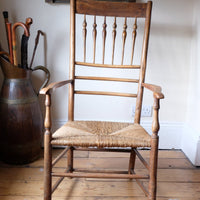 Philip Clissett Arts & Crafts Ash Rush Seat Spindle Back Armchair Circa 1890
