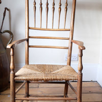 Philip Clissett Arts & Crafts Ash Rush Seat Spindle Back Armchair Circa 1890