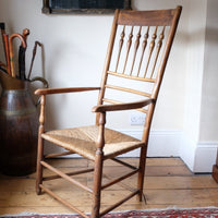 Philip Clissett Arts & Crafts Ash Rush Seat Spindle Back Armchair Circa 1890
