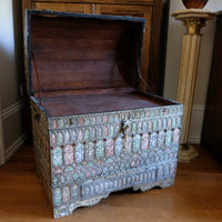 Ornate Marriage Chest Adorned with Moorish Inlay & Jeweled Accents