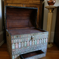 Ornate Marriage Chest Adorned with Moorish Inlay & Jeweled Accents