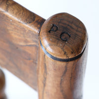 Stamped initials of the maker Philip Clissett Arts & Crafts Ash Rush Seat Spindle Back Armchair Circa 1890