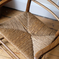 Rush seat of a Philip Clissett Arts & Crafts Ash Rush Seat Spindle Back Armchair Circa 1890