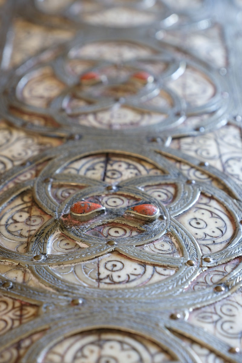 Ornate Marriage Chest Adorned with Moorish Inlay & Jeweled Accents