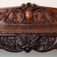 19th Century Profusely Carved Oak Hall Or Side Table With Pediment