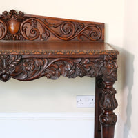 19th Century Profusely Carved Oak Hall Or Side Table With Pediment