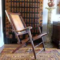 Victorian brass studded leather folding campaign chair reclining armchair circa 1875