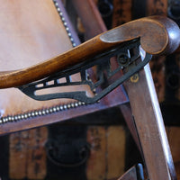 Victorian brass studded leather folding campaign chair reclining armchair circa 1875