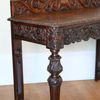 19th Century Profusely Carved Oak Hall Or Side Table With Pediment