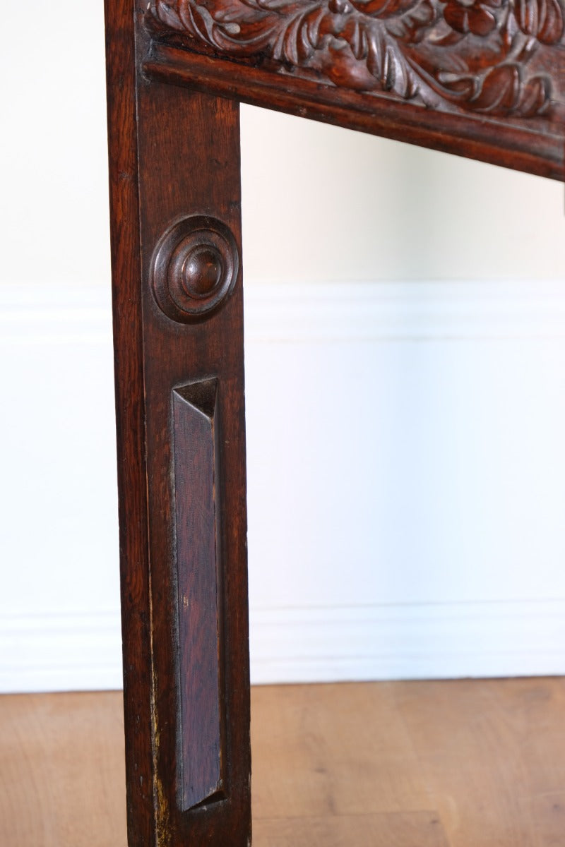 19th Century Profusely Carved Oak Hall Or Side Table With Pediment