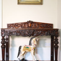 19th Century Profusely Carved Oak Hall Or Side Table With Pediment