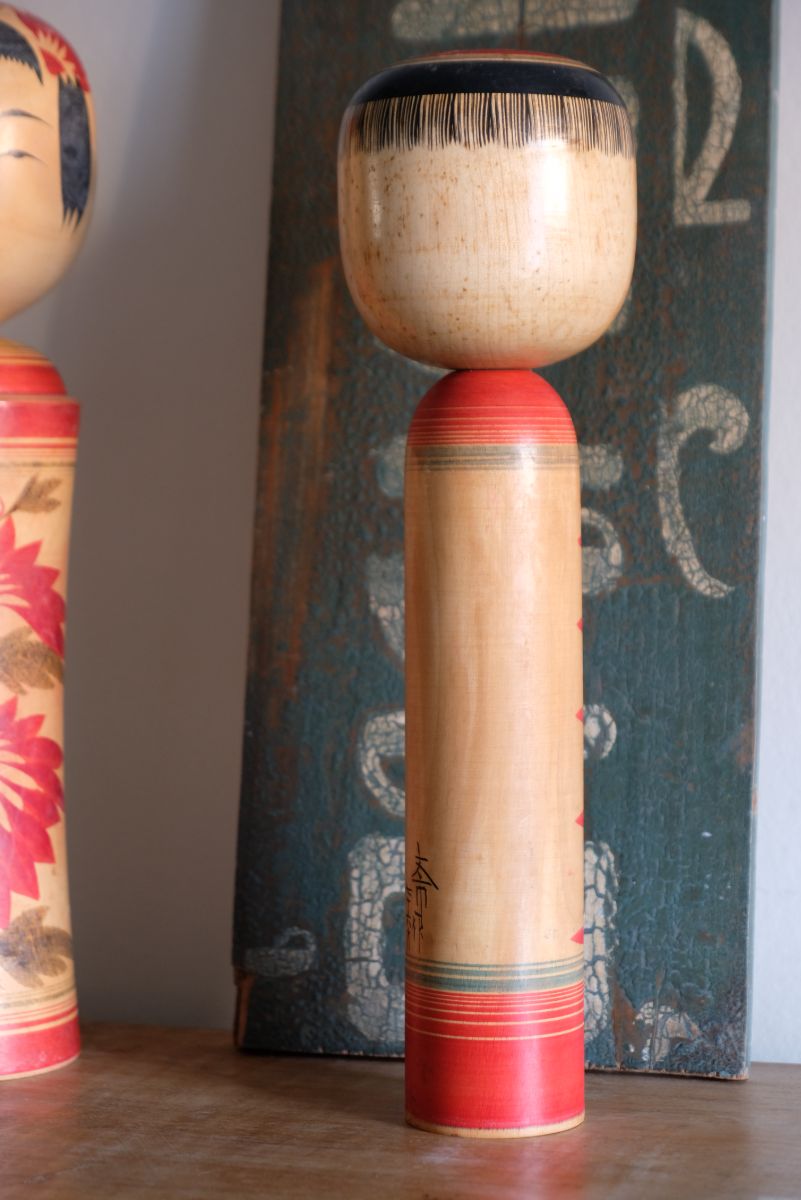 Handcrafted Vintage Japanese Kokeshi Doll with Artist Signature