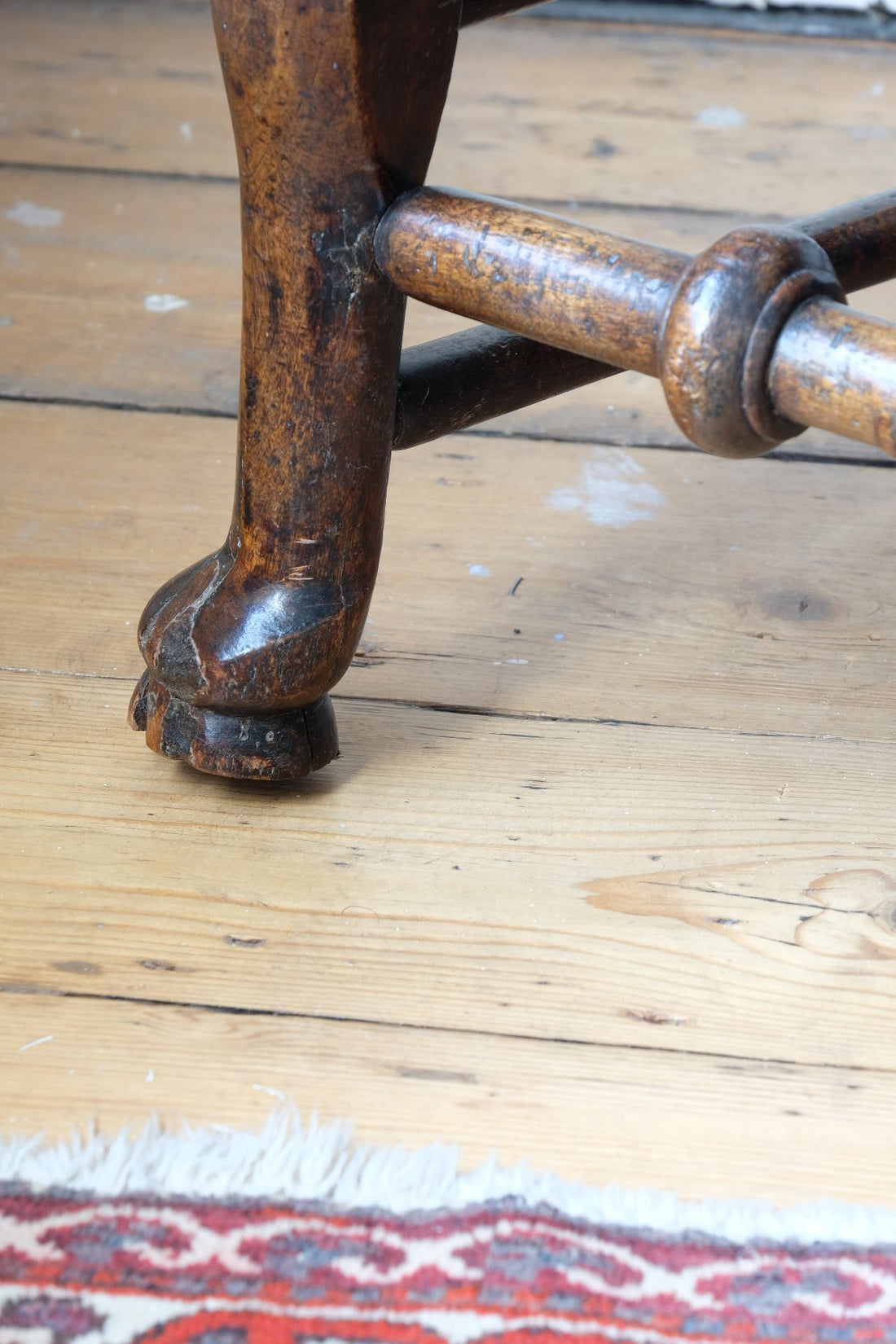 Antique Lancashire Oak Spindle Back Armchair with Rush Seat, 19th Century North Country Chair