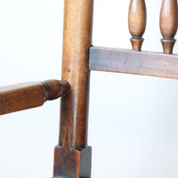 Antique Lancashire Oak Spindle Back Armchair with Rush Seat, 19th Century North Country Chair