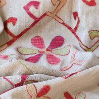 Large Uzbek Suzani embroidered textile silk on cotton floral lattice design