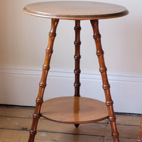 Victorian mahogany cricket table with faux bamboo legs and two-tone finish