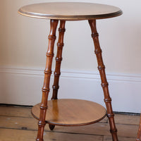 Victorian mahogany cricket table with faux bamboo legs and two-tone finish