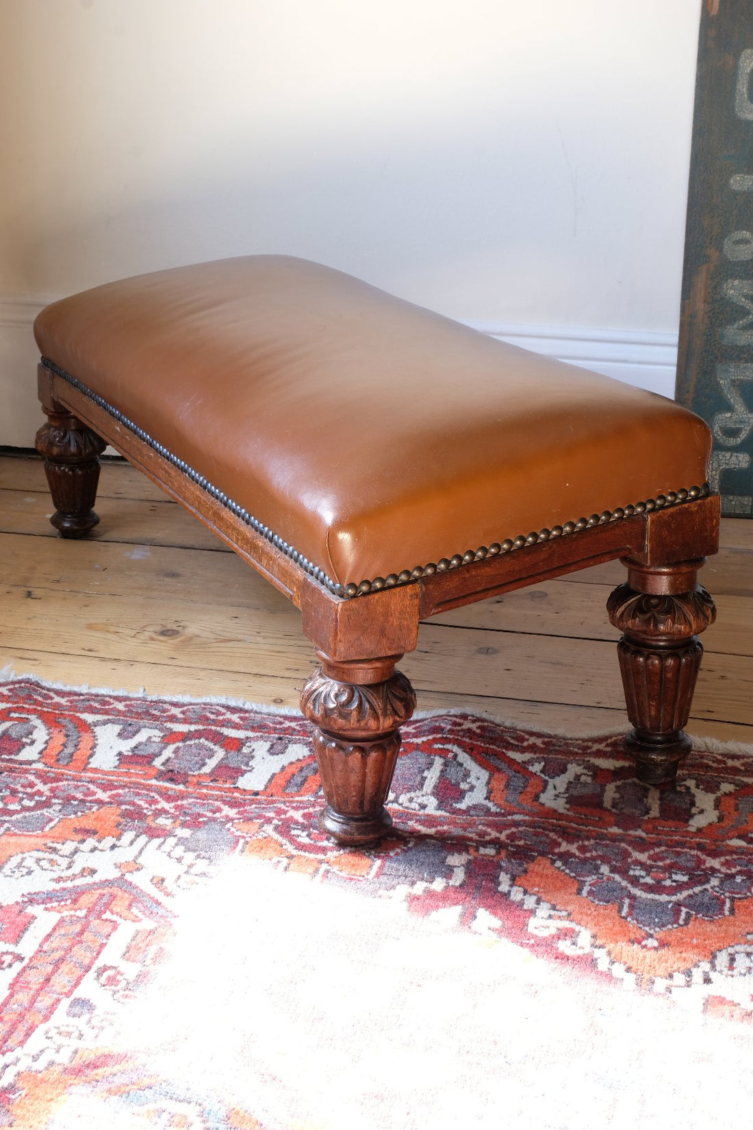 Side view  - Victorian Oak and Leather Masonic Kneeling Bench Brighton Lodge Provenance