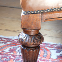 end view showing angled slant - Victorian Oak and Leather Masonic Kneeling Bench Brighton Lodge Provenance