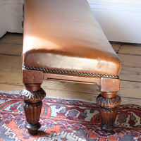 end view showing angled slant - Victorian Oak and Leather Masonic Kneeling Bench Brighton Lodge Provenance