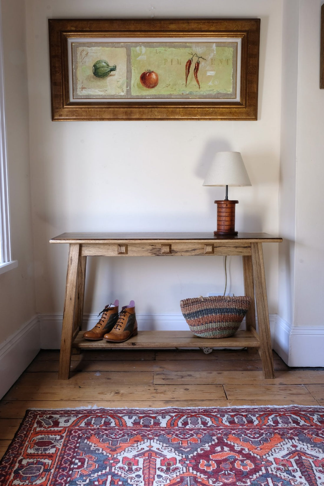 Arts & Crafts Mission Style Console Table – Solid Black Limba Wood