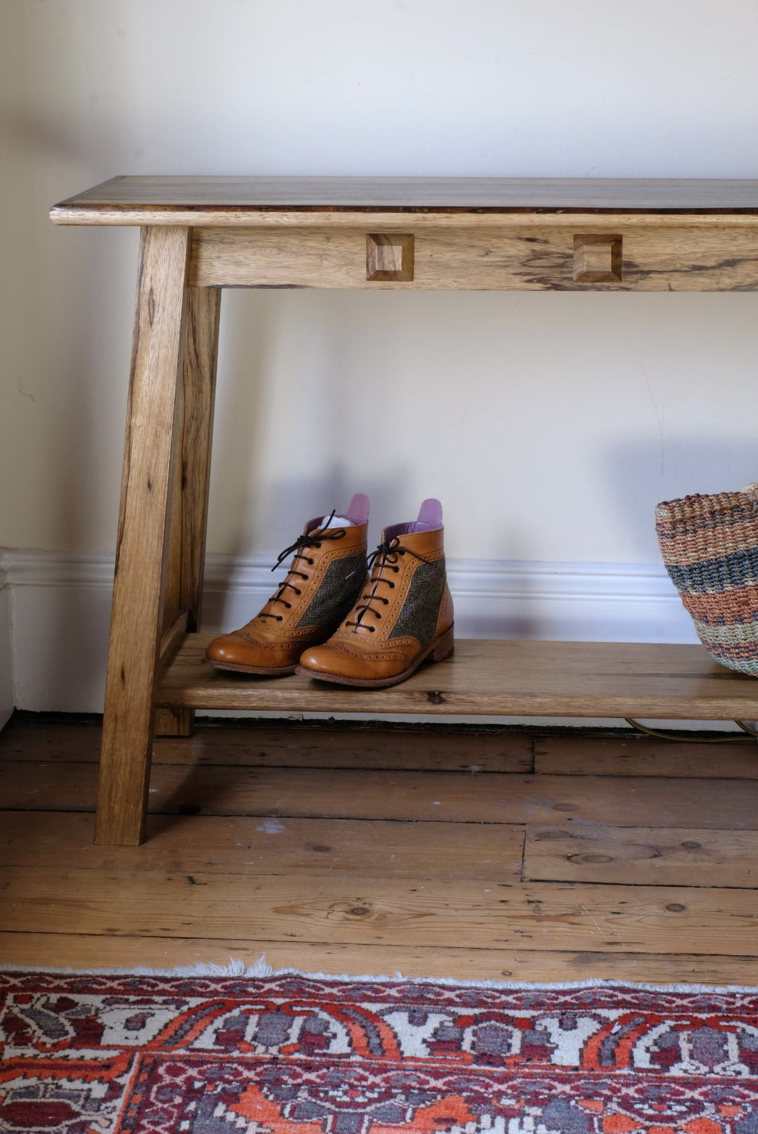 Arts & Crafts Mission Style Console Table – Solid Black Limba Wood