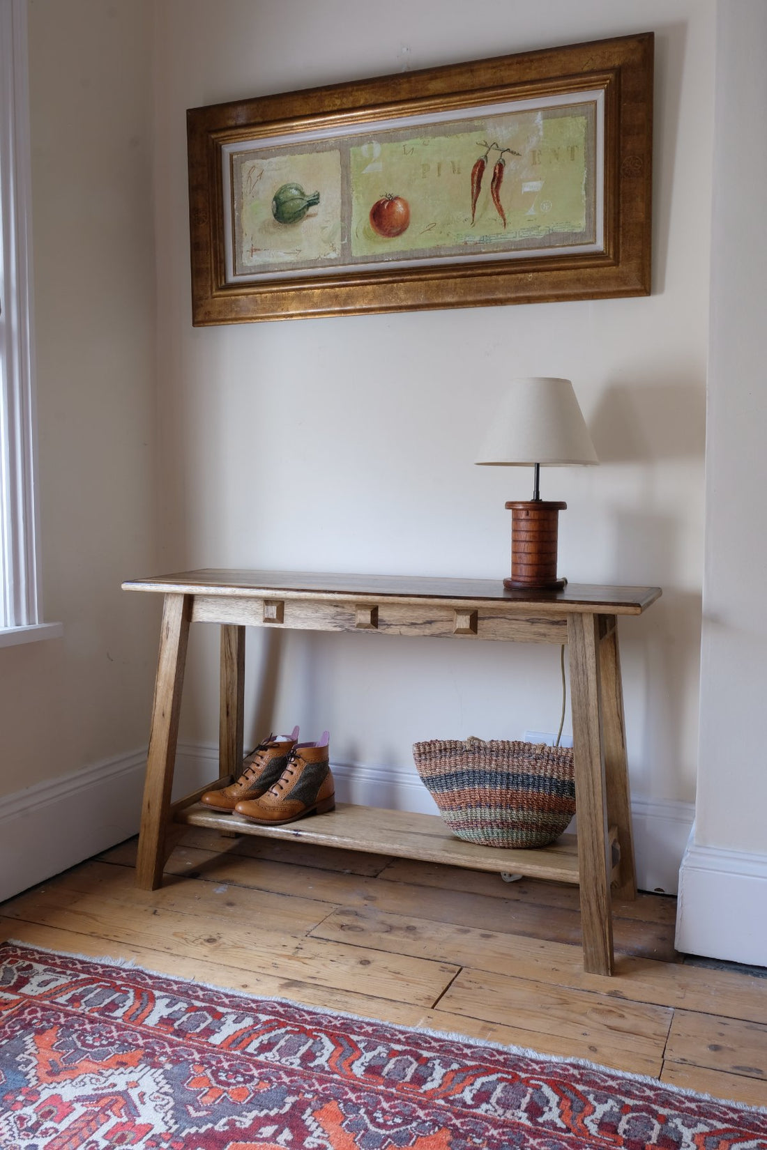 Arts & Crafts Mission Style Console Table – Solid Black Limba Wood