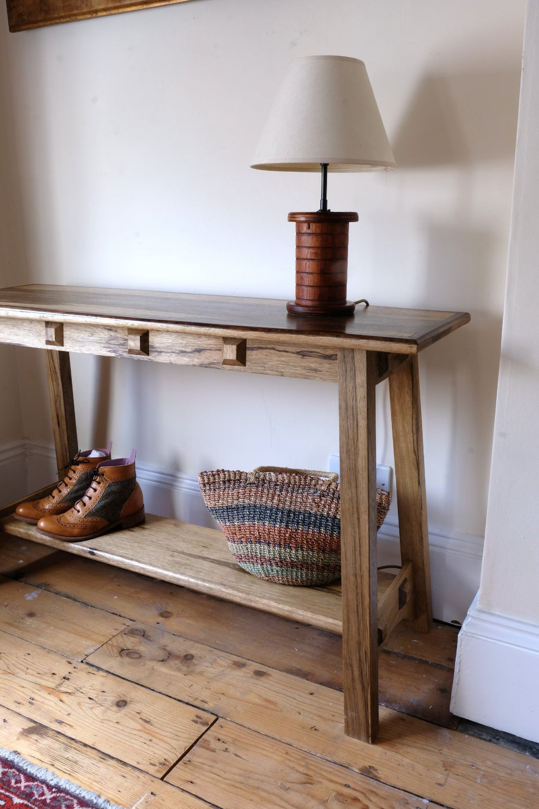 Arts & Crafts Mission Style Console Table – Solid Black Limba Wood