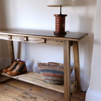 Arts & Crafts Mission Style Console Table – Solid Black Limba Wood