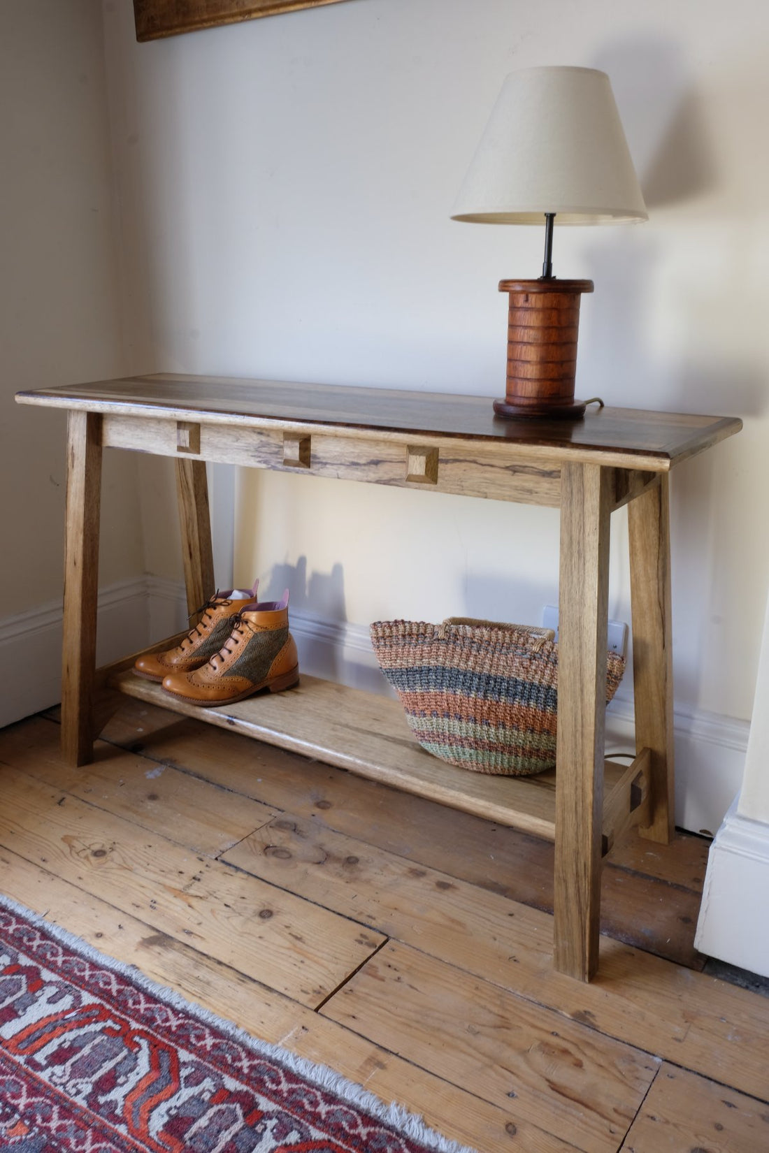Arts & Crafts Mission Style Console Table – Solid Black Limba Wood
