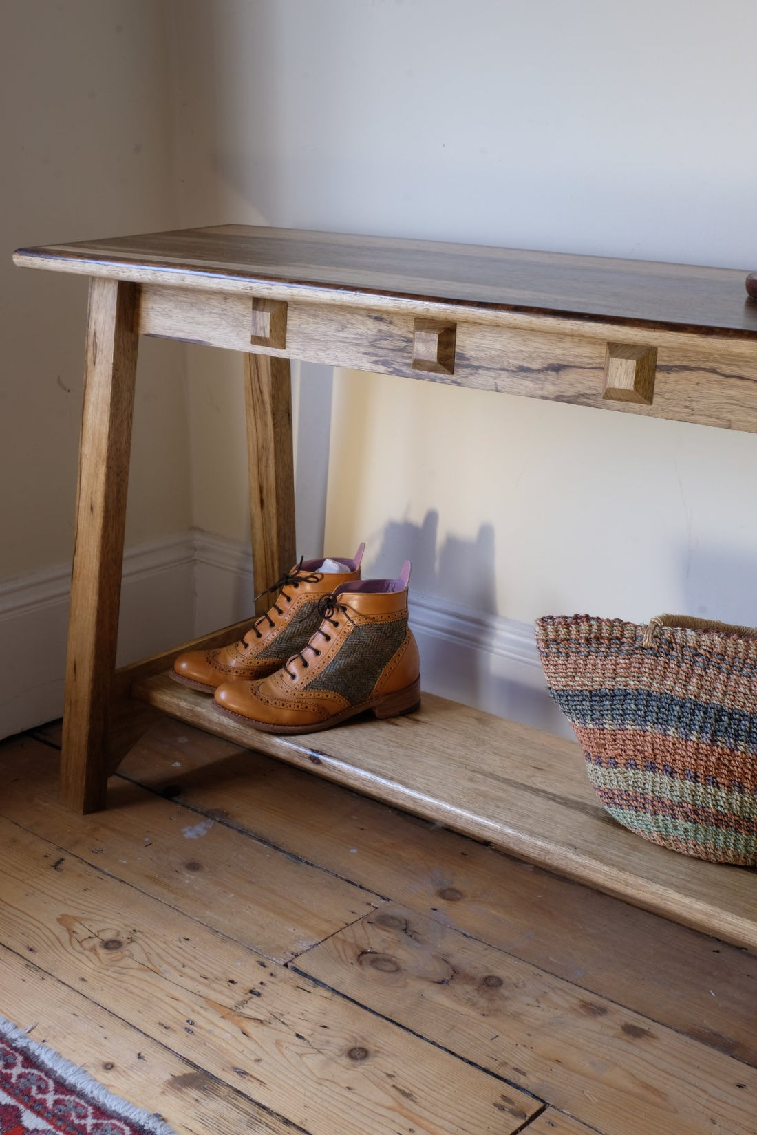 Arts & Crafts Mission Style Console Table – Solid Black Limba Wood