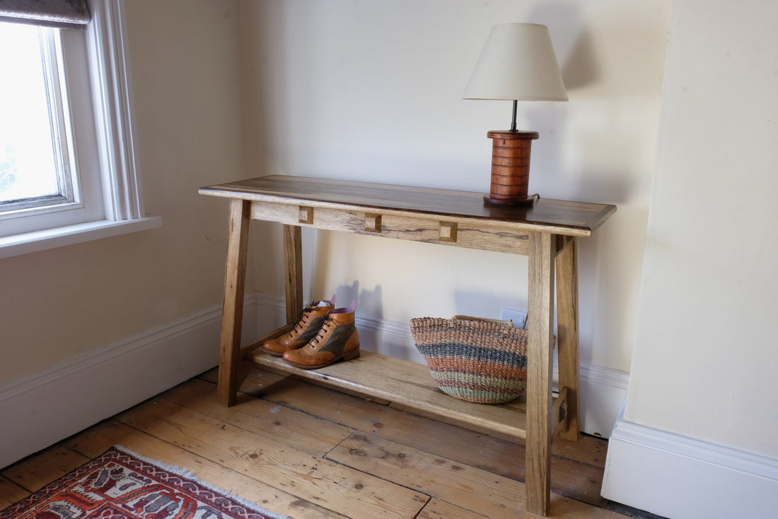 Arts & Crafts Mission Style Console Table – Solid Black Limba Wood
