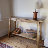 Arts & Crafts Mission Style Console Table – Solid Black Limba Wood