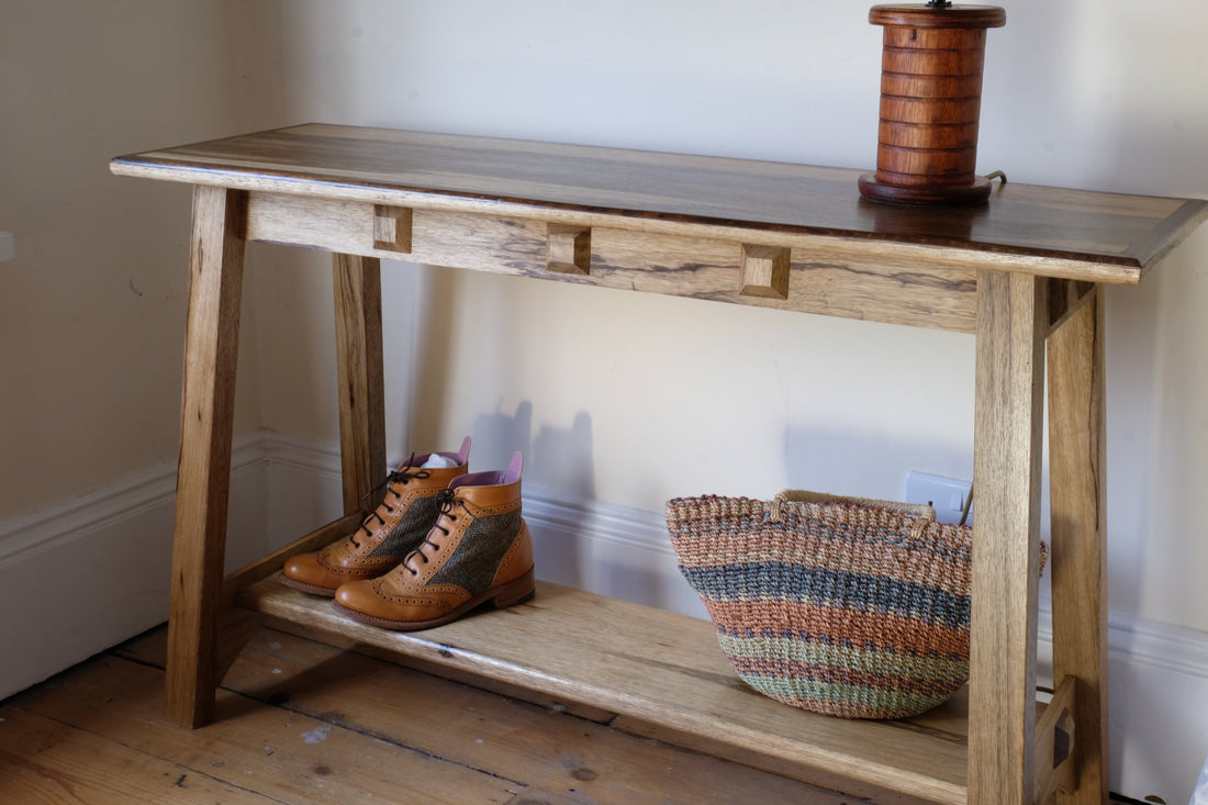 Arts & Crafts Mission Style Console Table – Solid Black Limba Wood