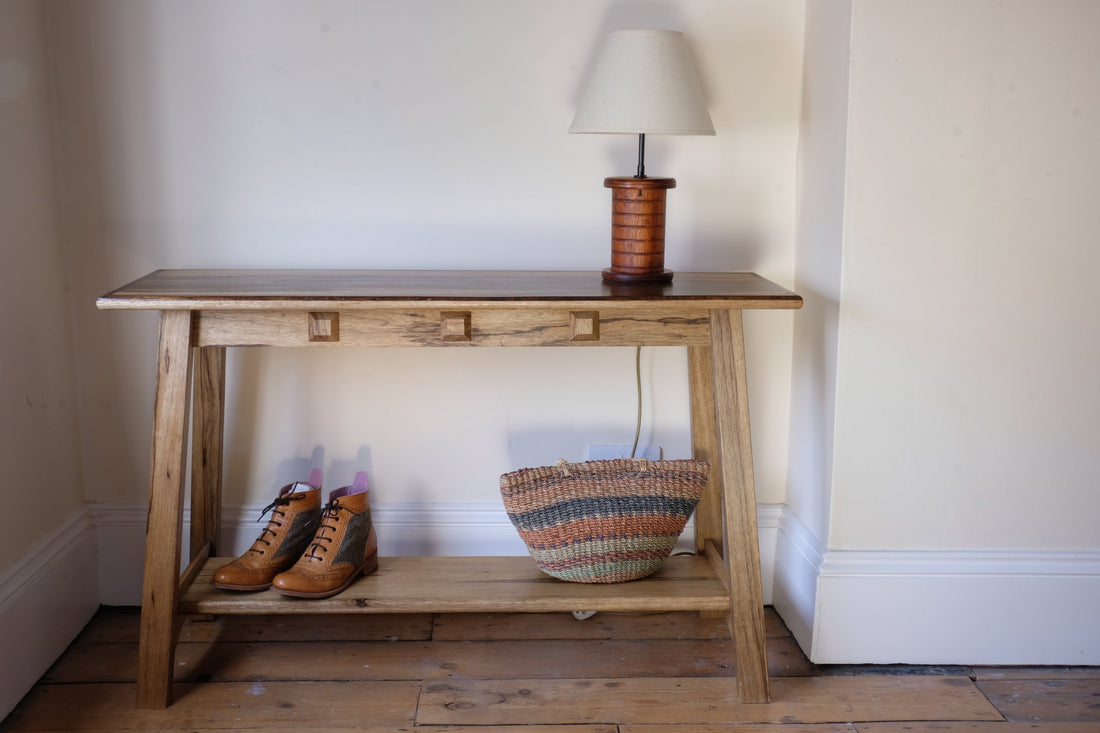 Arts & Crafts Mission Style Console Table – Solid Black Limba Wood