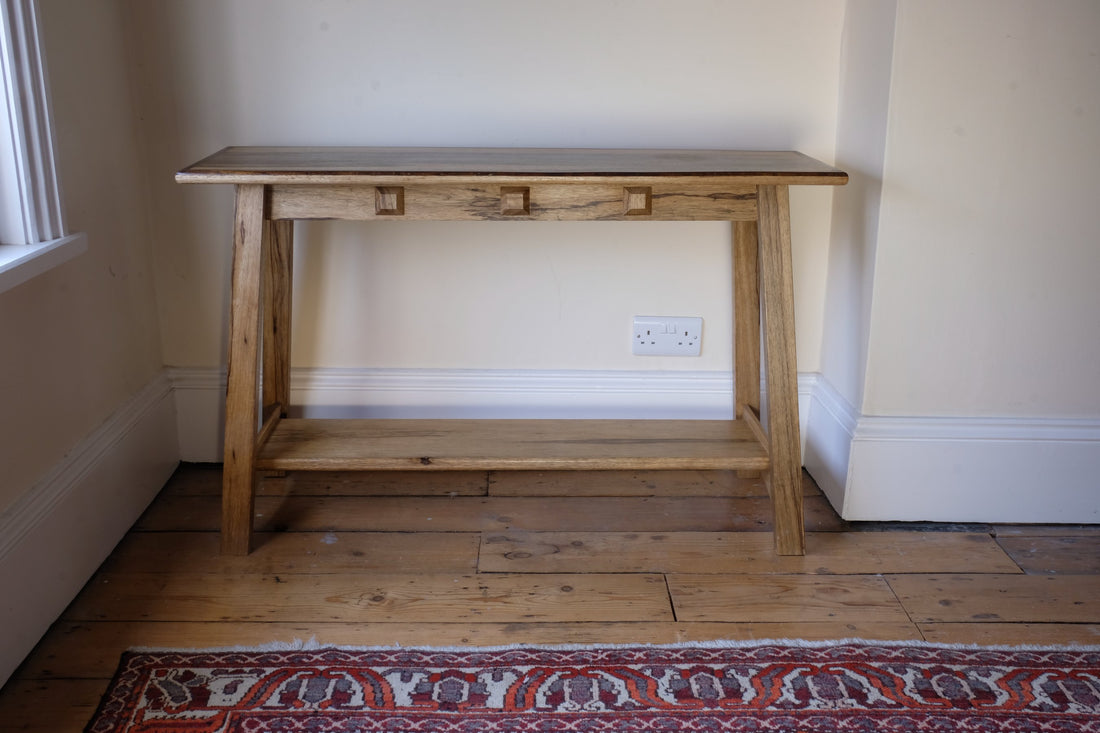Arts & Crafts Mission Style Console Table – Solid Black Limba Wood