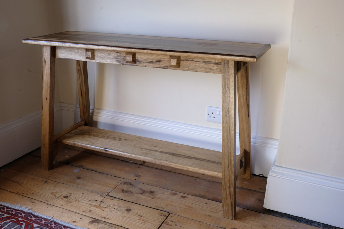 Arts & Crafts Mission Style Console Table – Solid Black Limba Wood