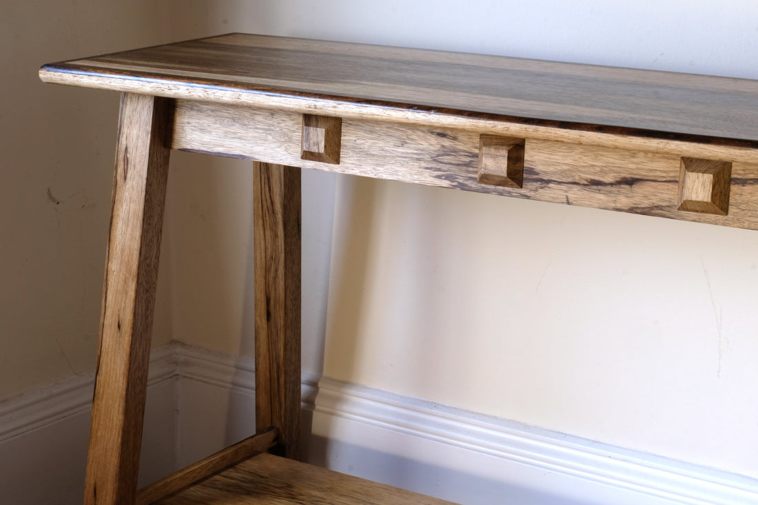 Arts & Crafts Mission Style Console Table – Solid Black Limba Wood