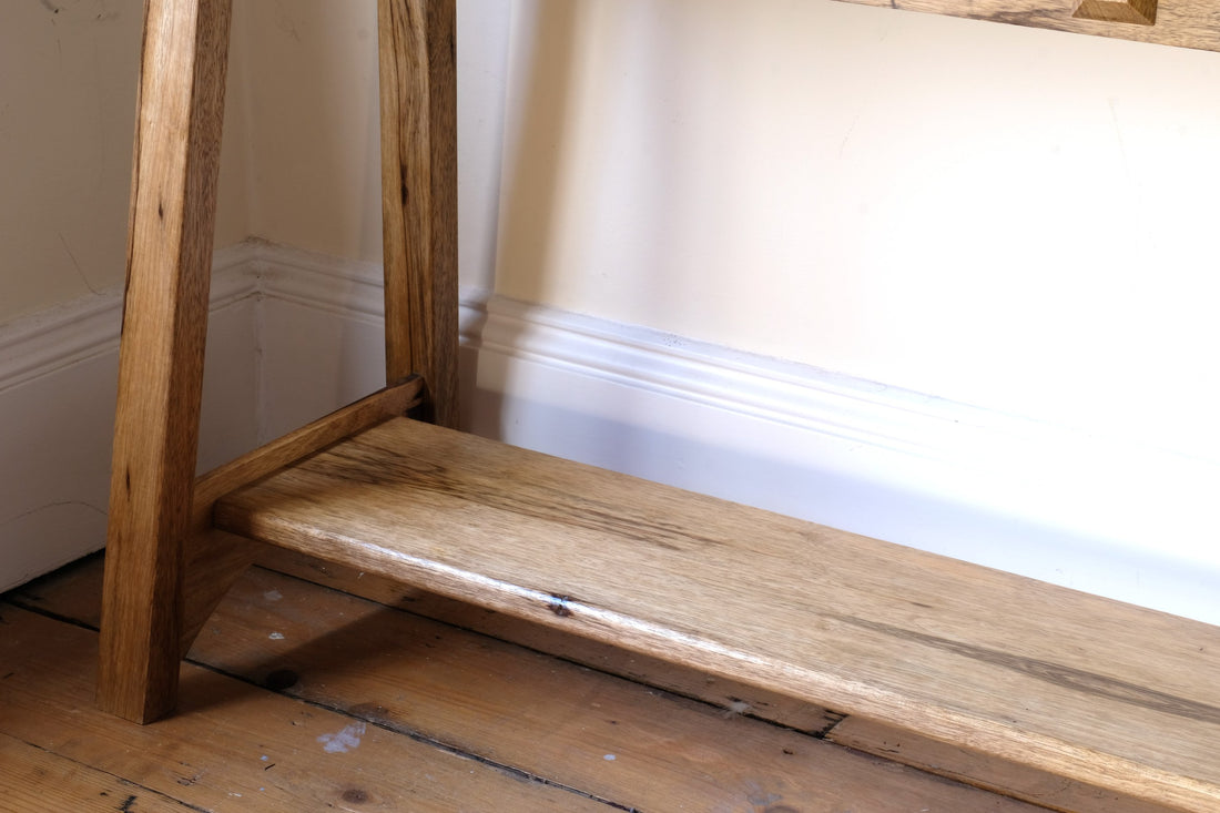 Bottom shelf - Arts & Crafts Mission Style Console Table – Solid Black Limba Wood